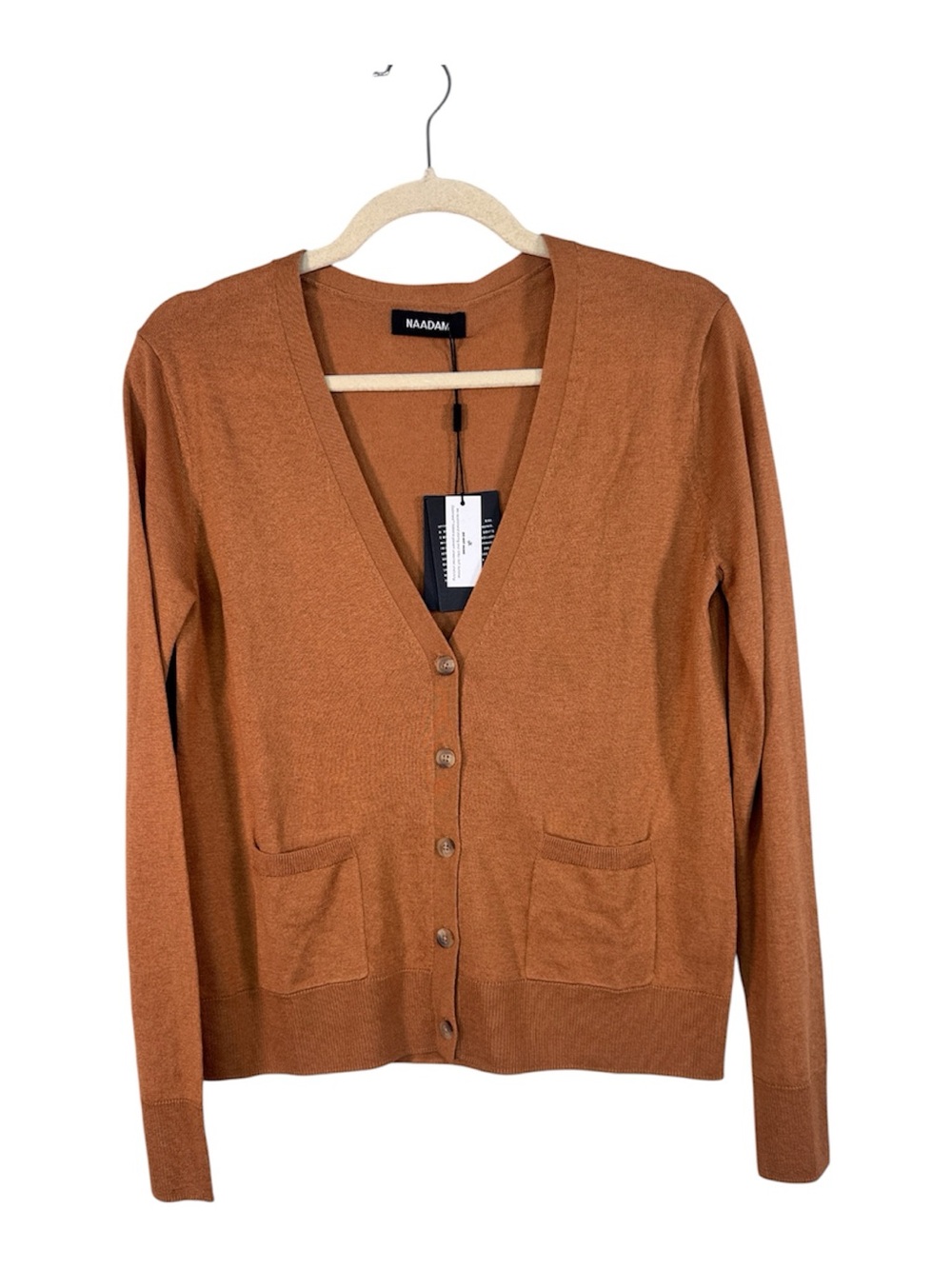 Naadam Tan Silk Cashmere Cardigan Sweater Womens XS Toffee Brown Casual Luxury